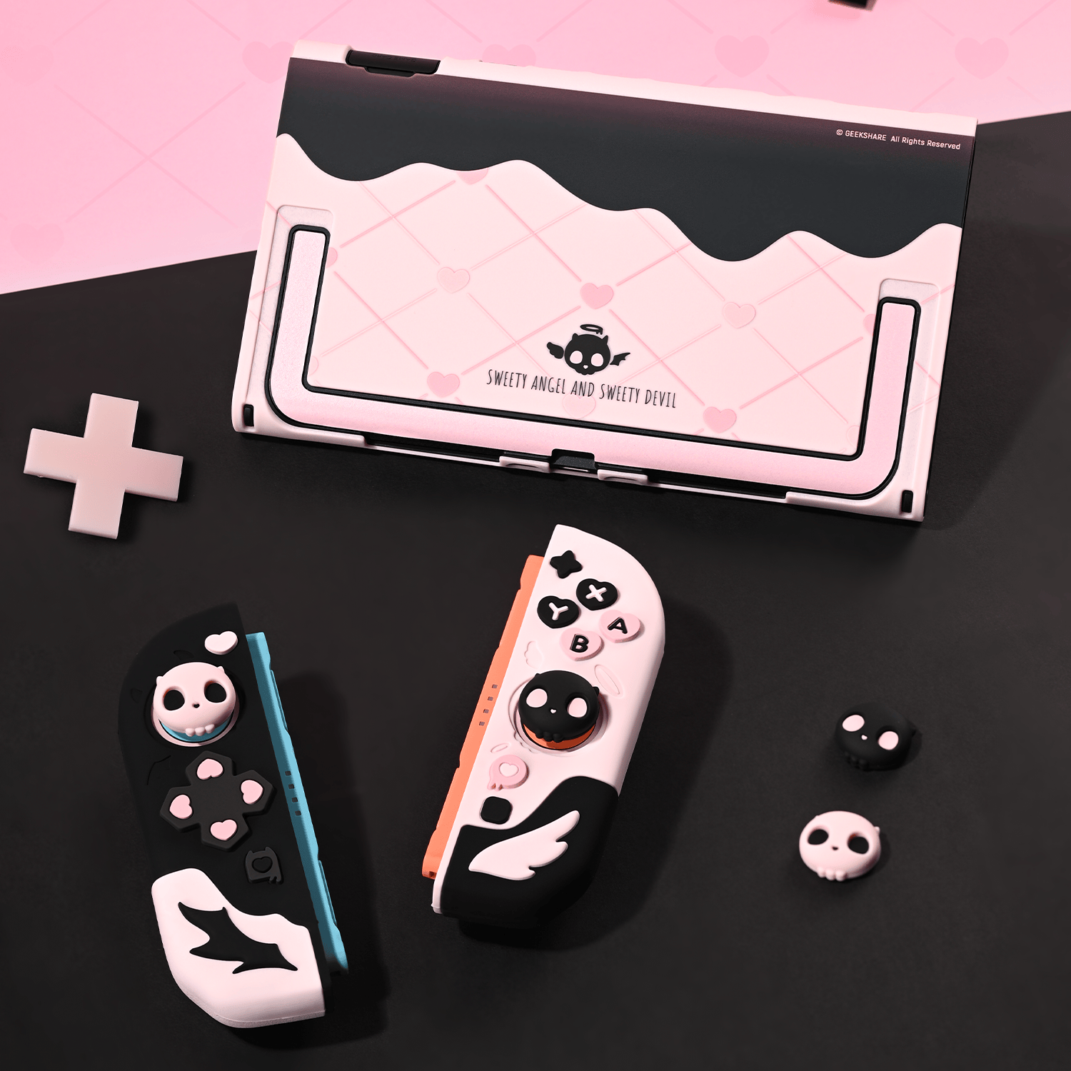 GeekShare Sweet Skull Silicone Controller Grip Case Set for Switch 2
